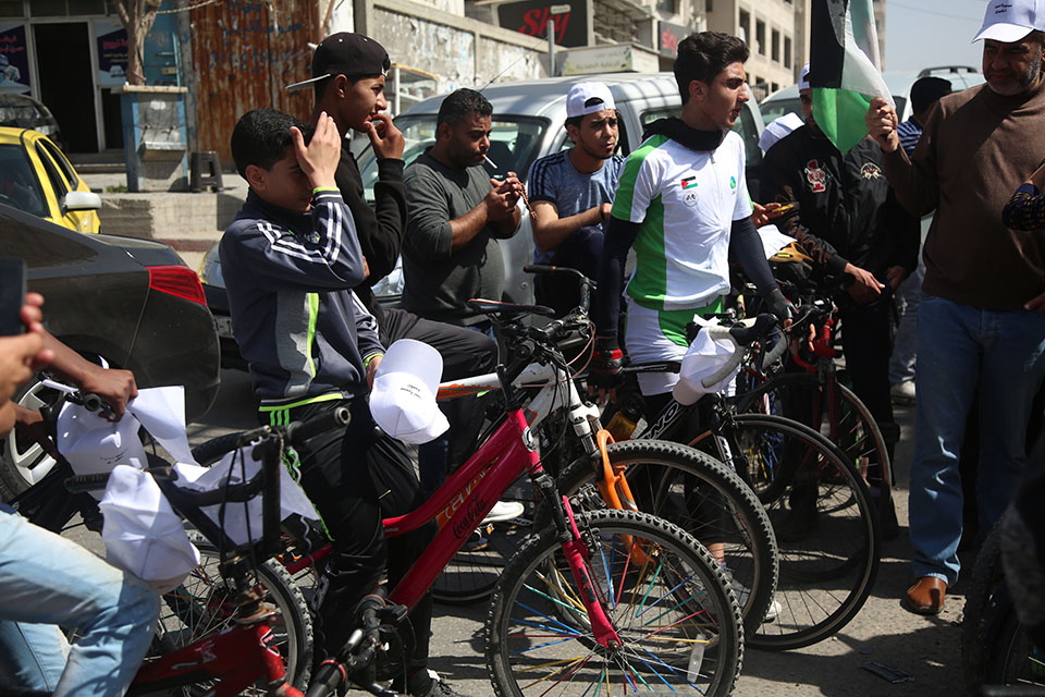 غزہ میں ’واپسی ملین مارچ’ کی ریہرسل موٹرسائیکل ریلی