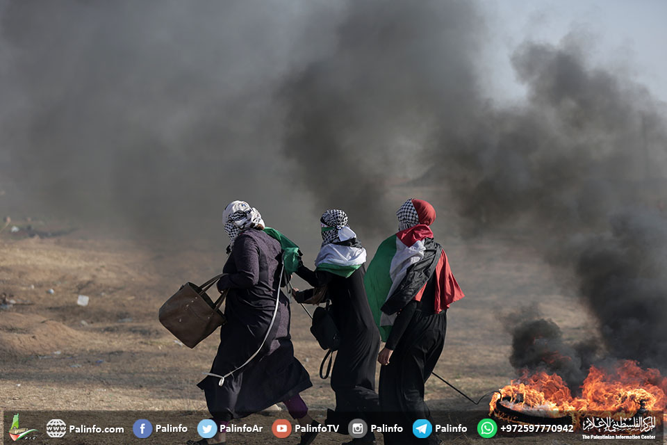 مشرقی غزہ میں جمعہ کے روز احتجاج کے مناظر